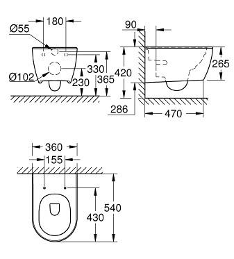 Grohe Essence Rimless toiletpakke inkl. sæde m/soft-close, mellem cisterne og hvid betjening Grohe Essence Rimless toiletpakke inkl. sæde m/soft-close, mellem cisterne og hvid betjening