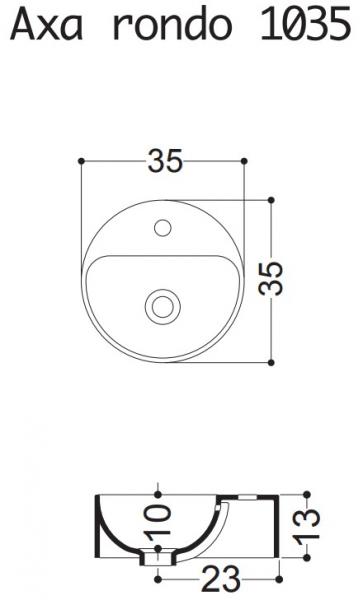 Lavabo AXA Rondo 1035 Ø35 fritstående bowlevask - 1 hanehul Lavabo AXA Rondo 1035 Ø35 fritstående bowlevask - 1 hanehul