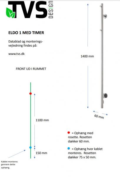 TVS Eldo 1 håndklædetørrer m/timer - Sort TVS Eldo 1 håndklædetørrer m/timer - Sort