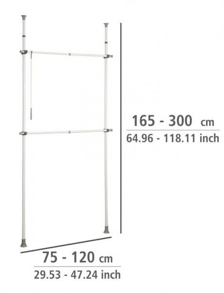 Wenko Hercules teleskopsystem basic til garderobe 75-120 cm - Hvid/Grå Wenko Hercules teleskopsystem basic til garderobe 75-120 cm - Hvid/Grå