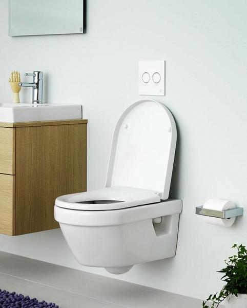 Gustavsberg Hygienic Flush væghængt toilet m/toiletsæde og åben skyllerand Gustavsberg Hygienic Flush væghængt toilet m/toiletsæde og åben skyllerand
