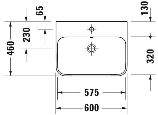 Duravit Happy D.2 Plus 60 bowlevask op til væg - 1 hanehul Duravit Happy D.2 Plus 60 bowlevask op til væg - 1 hanehul