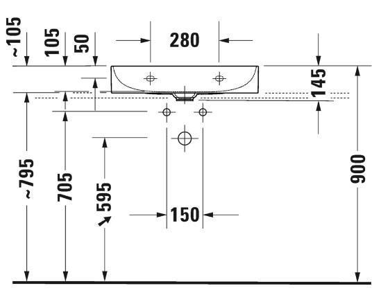 Duravit DuraSquare Compact 60 bowlevask op til væg - Uden hanehul - Uden overløb Duravit DuraSquare Compact 60 bowlevask op til væg - Uden hanehul - Uden overløb