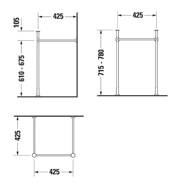 Duravit Vero 50 gulvstående metalstativ til håndvask - Krom Duravit Vero 50 gulvstående metalstativ til håndvask - Krom