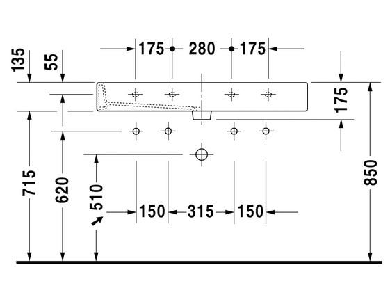 Duravit Vero 100 bowlevask op til væg - 2 hanehuller - Wondergliss Duravit Vero 100 bowlevask op til væg - 2 hanehuller - Wondergliss