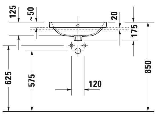 Duravit No. 1 55 håndvask t/nedfældning - 1 hanehul Duravit No. 1 55 håndvask t/nedfældning - 1 hanehul