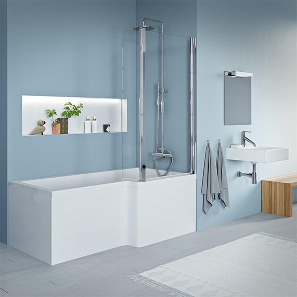 Strømberg Quantum badekar t/brus - 160 x 70/85 - Højre - 1 ryglæn Strømberg Quantum badekar t/brus - 160 x 70/85 - Højre - 1 ryglæn