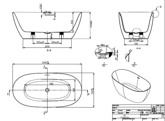 Strømberg Genoa Oval fritstående badekar 1500 x 750 mm Strømberg Genoa Oval fritstående badekar 1500 x 750 mm