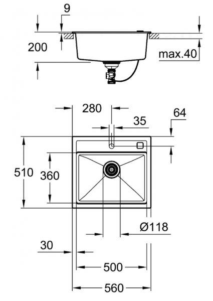 Grohe K700 køkkenvask i komposit m/Minta køkkenvandhane i mat sort Grohe K700 køkkenvask i komposit m/Minta køkkenvandhane i mat sort