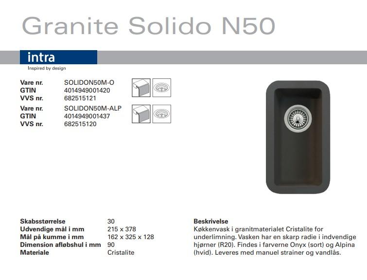 IntraSolido N 50 køkkenvask i komposit materiale IntraSolido N 50 køkkenvask i komposit materiale