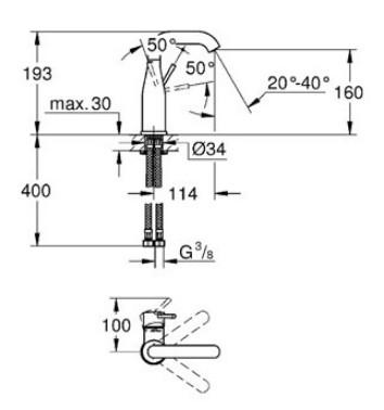 Grohe Essence New M håndvaskarmatur u/bundventil m/svingtud - Krom Grohe Essence New M håndvaskarmatur u/bundventil m/svingtud - Krom