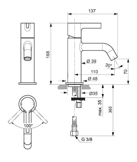 Ideal Standard Joy håndvaskarmatur u/bundventil - Krom Ideal Standard Joy håndvaskarmatur u/bundventil - Krom
