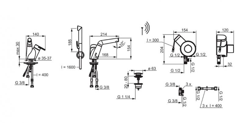 Oras Signa 2216F håndvaskarmatur med sidebruser Oras Signa 2216F håndvaskarmatur med sidebruser
