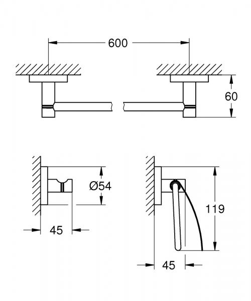 Grohe Essentials tilbehørssæt 3 i 1 - Krom Grohe Essentials tilbehørssæt 3 i 1 - Krom