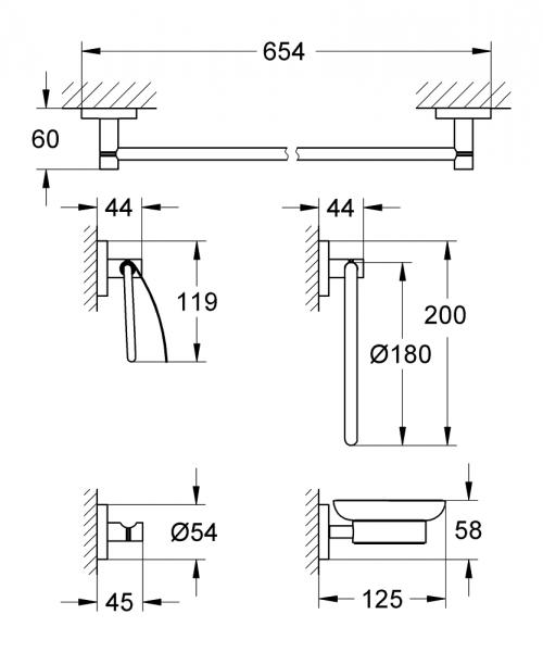 Grohe Essentials tilbehørssæt 5 i 1 - Krom Grohe Essentials tilbehørssæt 5 i 1 - Krom