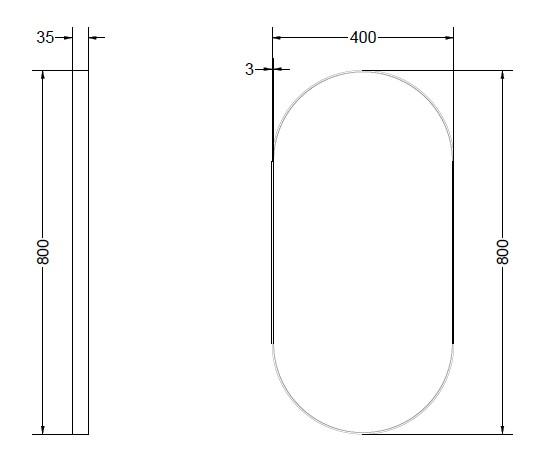 Sanibell Ink SP20 ovalt spejl m/ramme 40 x 80 cm - Mat hvid Sanibell Ink SP20 ovalt spejl m/ramme 40 x 80 cm - Mat hvid