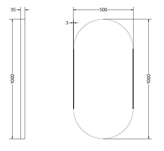 Sanibell Ink SP20 ovalt spejl m/ramme 50 x 100 cm - Mat sort Sanibell Ink SP20 ovalt spejl m/ramme 50 x 100 cm - Mat sort