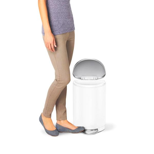 Simplehuman halvrund toiletspand 10L - Hvid/stål Simplehuman halvrund toiletspand 10L - Hvid/stål