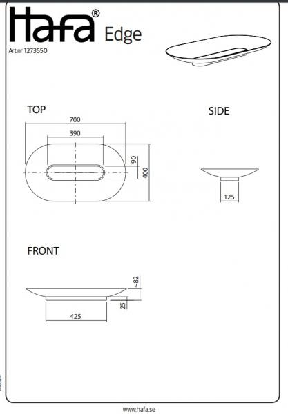 Hafa Edge 70 oval fritstående bowlevask - Uden overløb Hafa Edge 70 oval fritstående bowlevask - Uden overløb