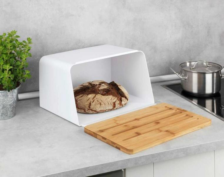 Wenko Kubo brødkasse m/tabletholder - Bambus/hvid Wenko Kubo brødkasse m/tabletholder - Bambus/hvid
