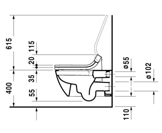 Duravit Happy D.2 Rimless hængeskål m/wonderglis til sensowash sæde Duravit Happy D.2 Rimless hængeskål m/wonderglis til sensowash sæde