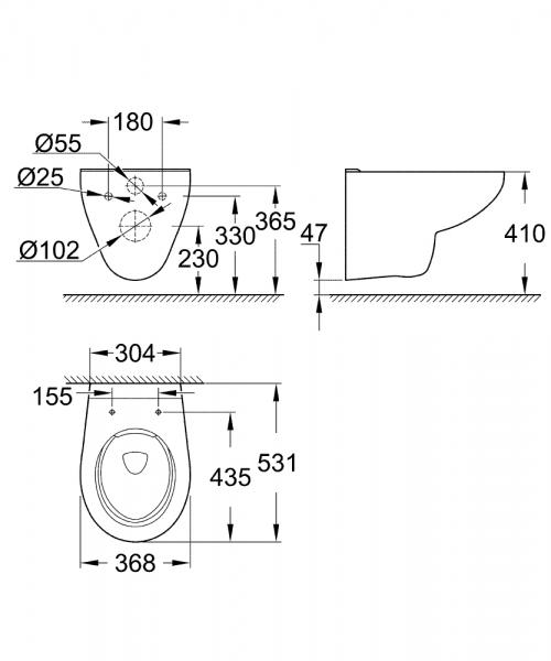 Grohe Bau Rimless væghængt toilet - 531x368 mm Grohe Bau Rimless væghængt toilet - 531x368 mm