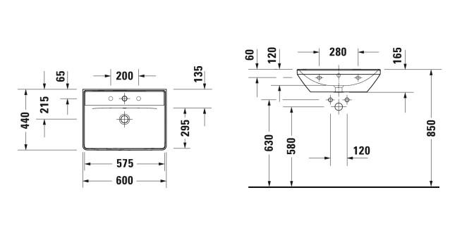Duravit D-Neo 60 håndvask t/væg Duravit D-Neo 60 håndvask t/væg