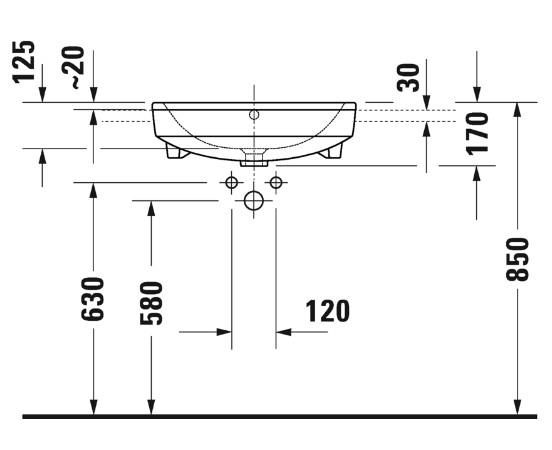 Duravit No.1 55 håndvask t/delvis nedfældning - 1 hanehul Duravit No.1 55 håndvask t/delvis nedfældning - 1 hanehul