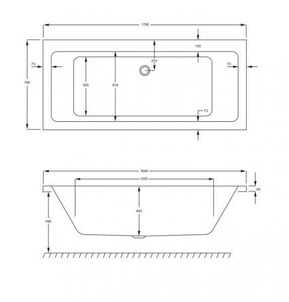 Strømberg Quantum badekar t/indbygning - 180 x 80 - 2 ryglæn Strømberg Quantum badekar t/indbygning - 180 x 80 - 2 ryglæn