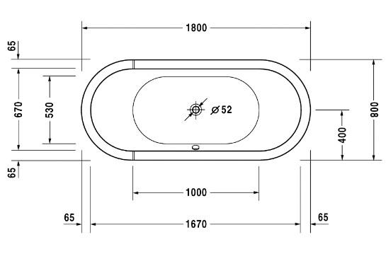 Duravit Starck ovalt badekar t/indbygning - 180 x 80 - 2 ryglæn Duravit Starck ovalt badekar t/indbygning - 180 x 80 - 2 ryglæn