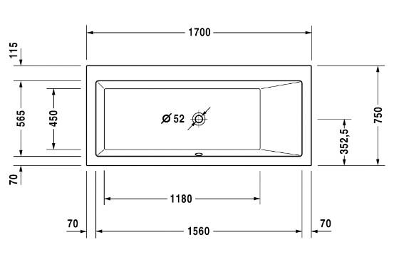 Duravit Vero rektangulært badekar 1700x750 - Ryglæn højre Duravit Vero rektangulært badekar 1700x750 - Ryglæn højre