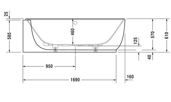 Duravit Luv fritstående badekar t/hjørne - 185 x 95  - Mat hvid - Venstre Duravit Luv fritstående badekar t/hjørne - 185 x 95  - Mat hvid - Venstre