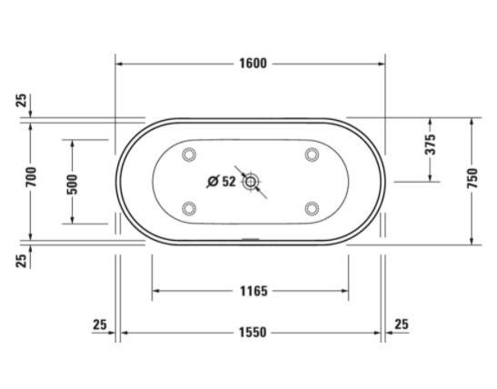 Duravit D-Neo fritstående badekar 1600 x 750 mm - Mat hvid Duravit D-Neo fritstående badekar 1600 x 750 mm - Mat hvid