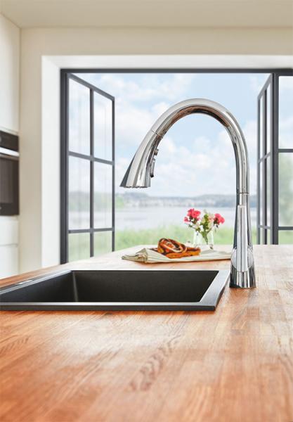 Grohe Zedra køkkenarmatur m/C-tud og udtræk - Krom Grohe Zedra køkkenarmatur m/C-tud og udtræk - Krom