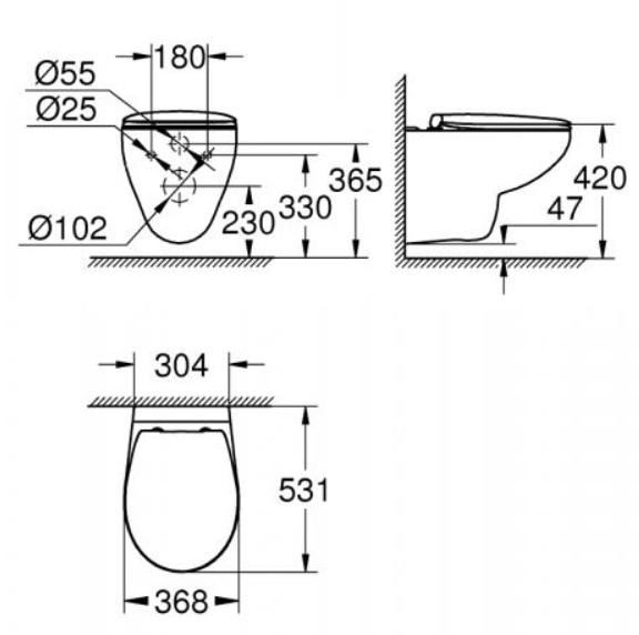 Grohe Bau Rimless toiletpakke inkl. sæde m/softclose, cisterne og krom betjening Grohe Bau Rimless toiletpakke inkl. sæde m/softclose, cisterne og krom betjening