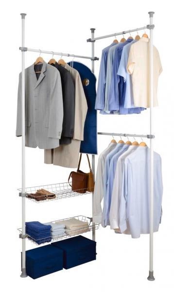 Wenko Hercules teleskopsystem Duo til garderobe 164-215 cm - Hvid/Grå Wenko Hercules teleskopsystem Duo til garderobe 164-215 cm - Hvid/Grå