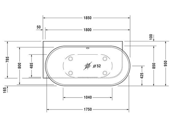 Duravit Luv fritstående badekar t/hjørne - 185 x 95  - Mat hvid - Venstre Duravit Luv fritstående badekar t/hjørne - 185 x 95  - Mat hvid - Venstre
