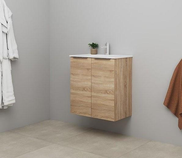 Sanibell Online 60 komplet mini badeværelsesmøbel - Flatpack - Bardolino eg Sanibell Online 60 komplet mini badeværelsesmøbel - Flatpack - Bardolino eg