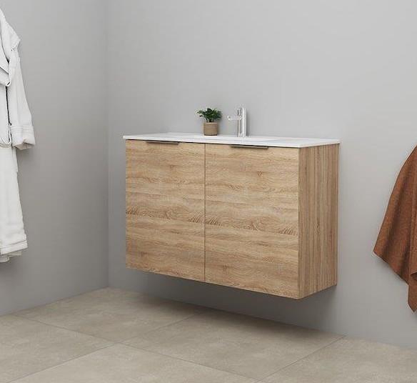 Sanibell Online 100 komplet mini badeværelsesmøbel - Flatpack - Bardolino eg Sanibell Online 100 komplet mini badeværelsesmøbel - Flatpack - Bardolino eg