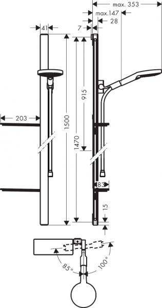 hansgrohe Select S 120 brusesæt 150 cm m/sæbeskåle - Krom